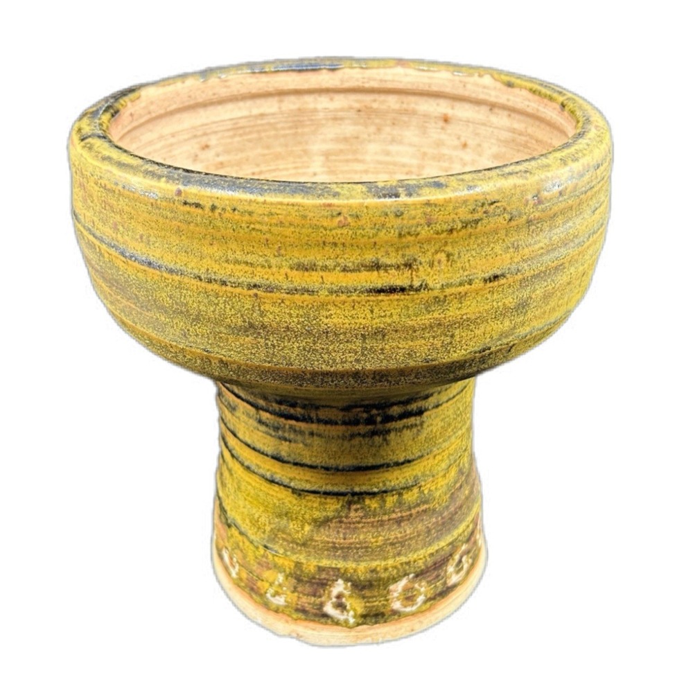 Vintage Pottery Doumbek Drum Handmade Mid Century Style Stoneware Goblet 9.5"